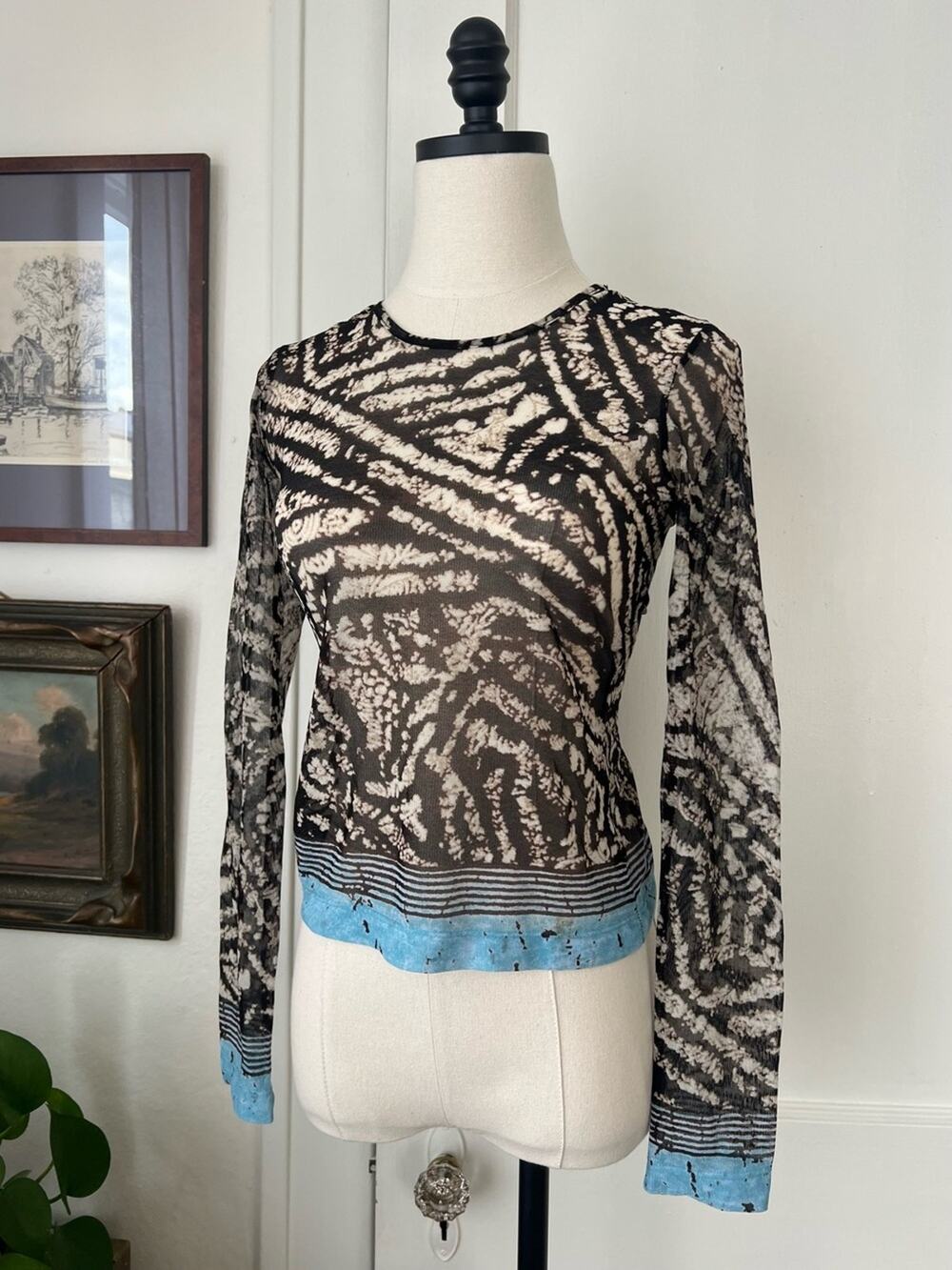 Vintage Mexx Printed Mesh Long Sleeve Top
